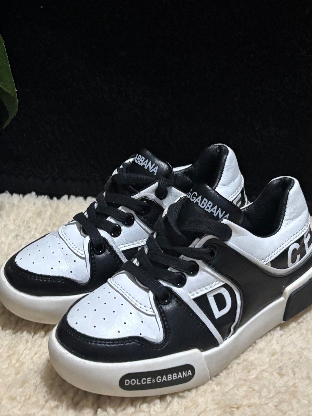 Dolce & Gabbana Black & White Logo Sneakers Sz 10.5
